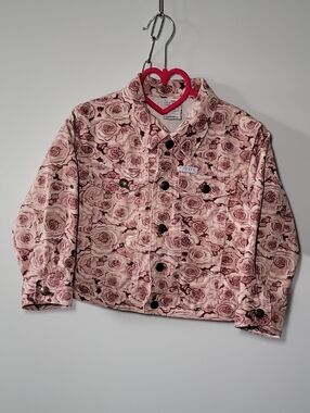 Guess Pink Rose-Print Corduroy Jacket